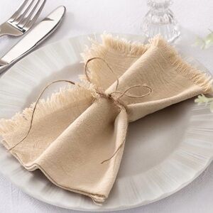 Elegant Tan Fringed Napkin